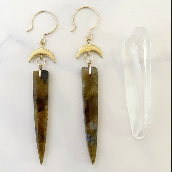 Labradorite Dagger Earrings