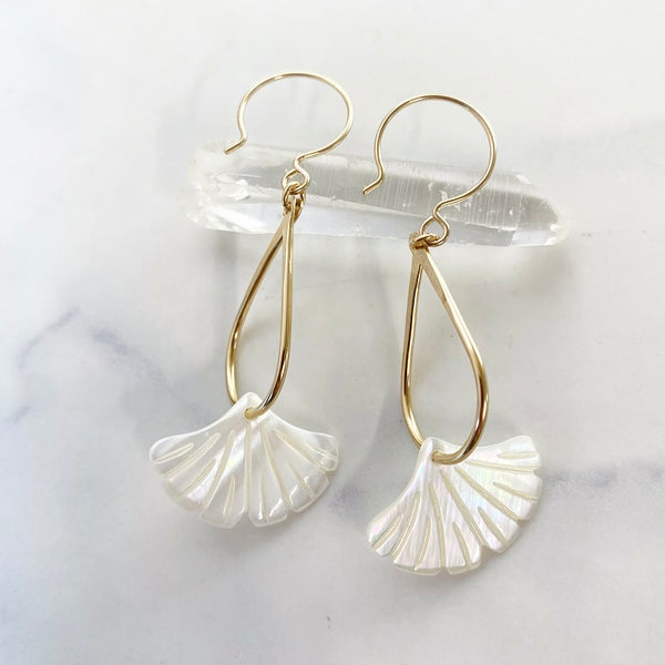 Mother of Pearl Fan Earrings