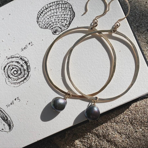 Dark Pearl Hoops