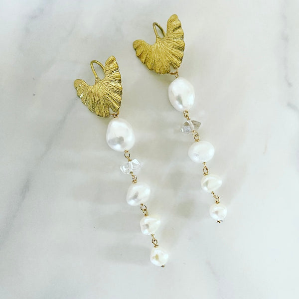 Ginkgo Pearl Earrings