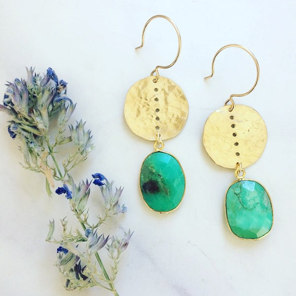 Chrysoprase Coin Earrings