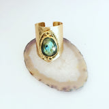 Bezel Labradorite Cuff Ring