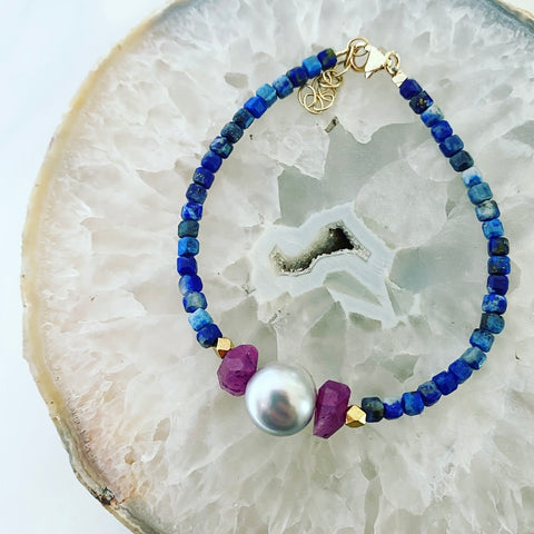 Lapis Pearl Bracelet