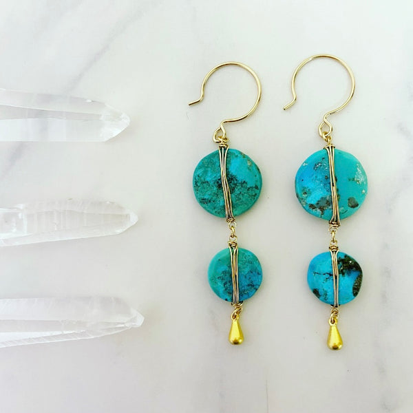 Turquoise Coin Earrings