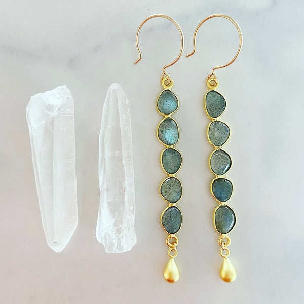 Labradorite Bar Earrings