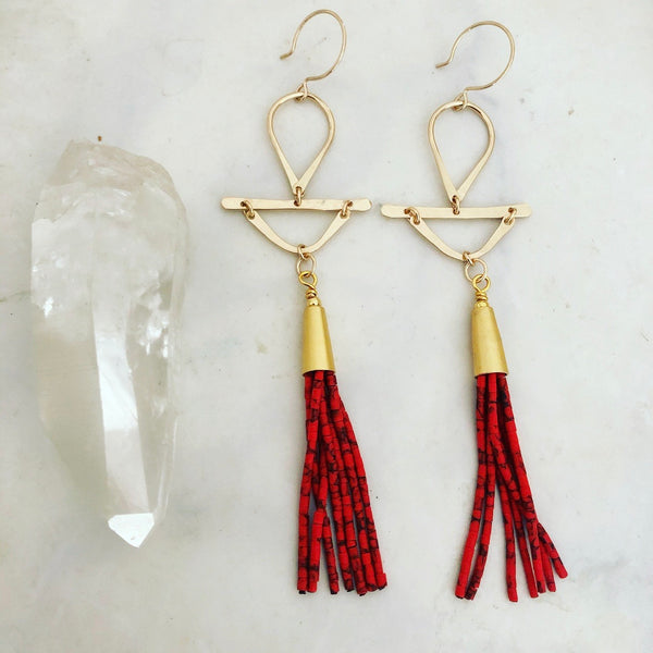 Red Tassel Earrings