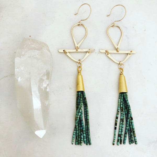 Turquoise Tassel Earrings