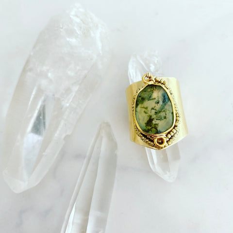 Prehnite Cuff Ring