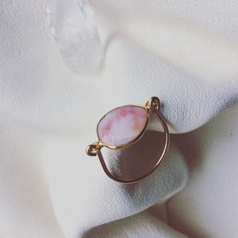 Pink Opal Harp Ring
